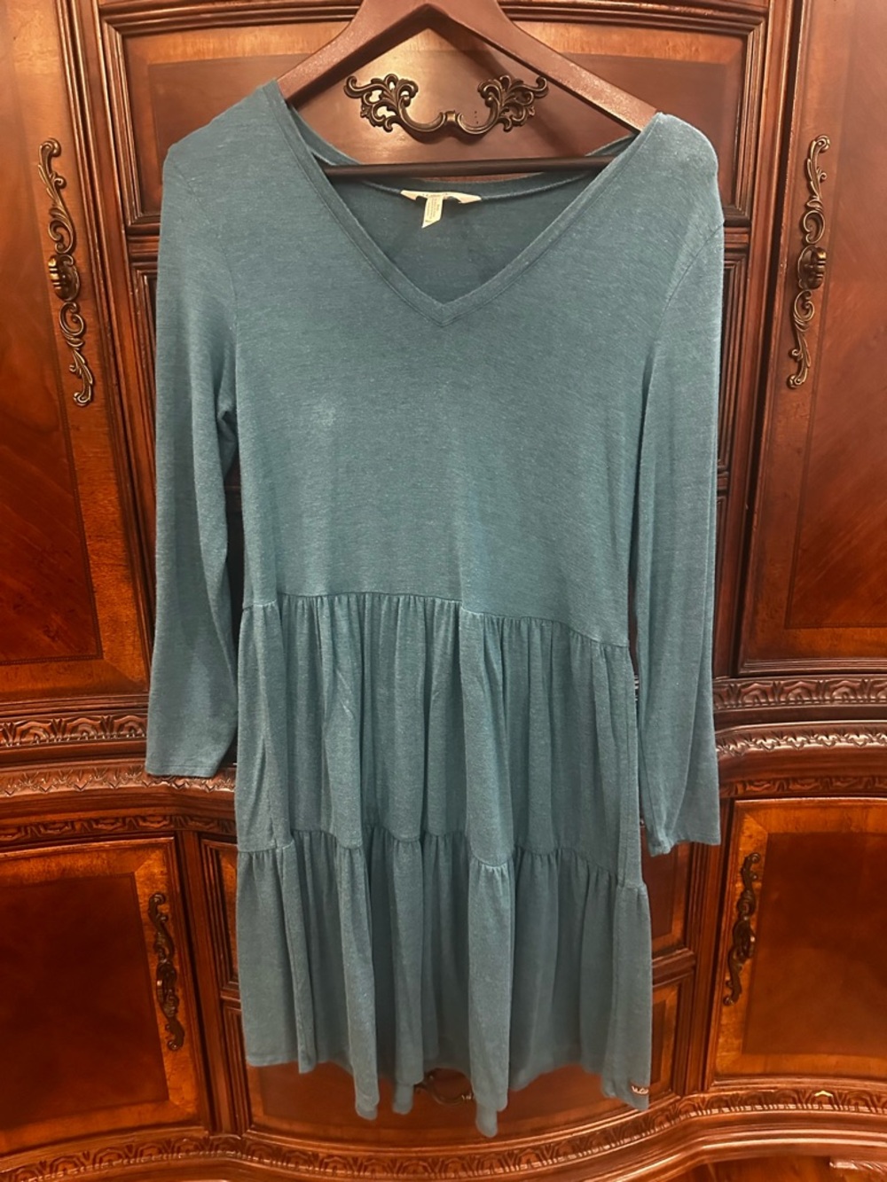 Matilda Jane Teal V-Neck Tiered Long Sleeve Dress